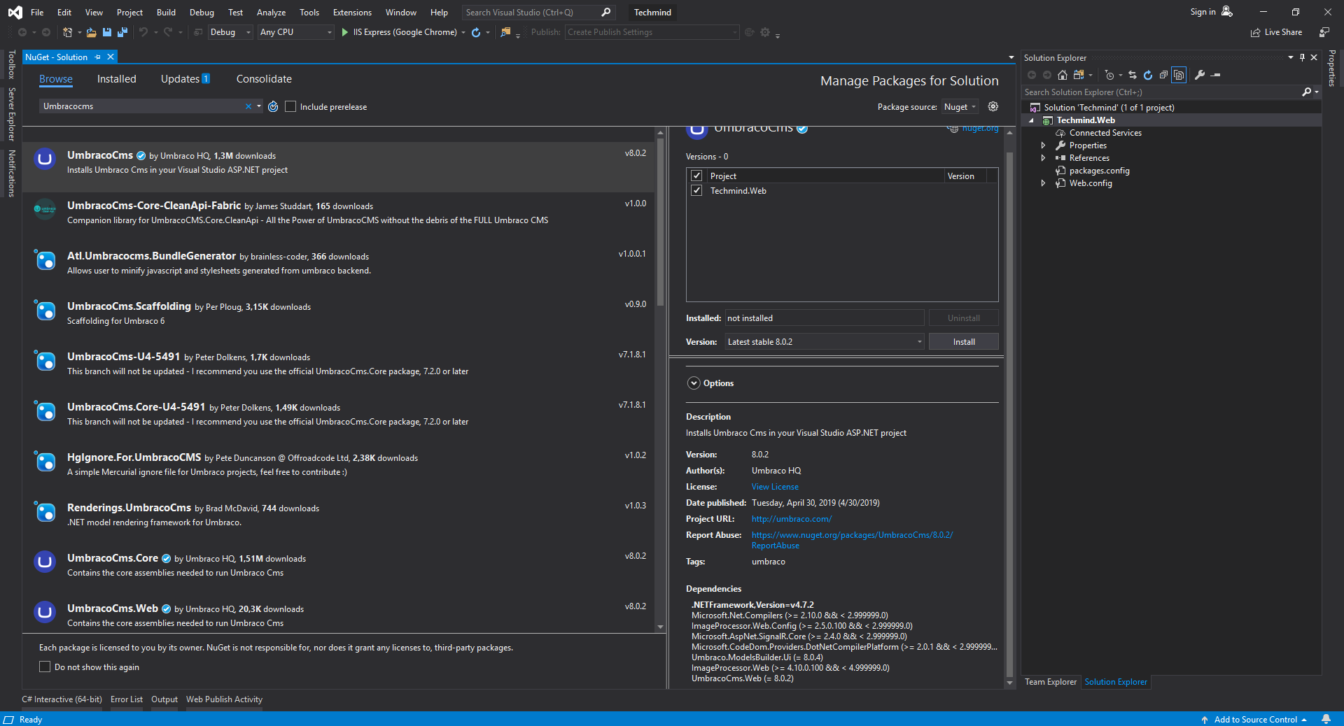 NuGet packagemanager View