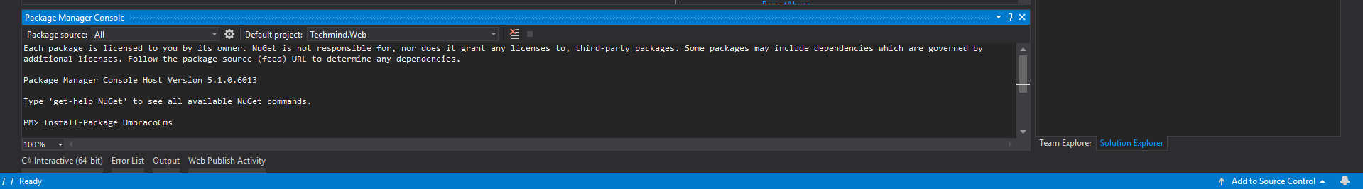 Package Manager Console